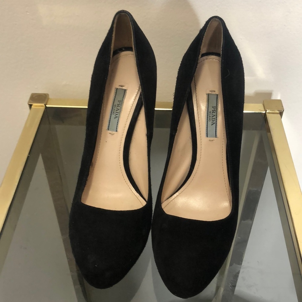 Prada black suede 5inch stiletto pump size 9